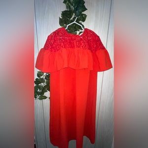 Red H&M flowy lace dress 4